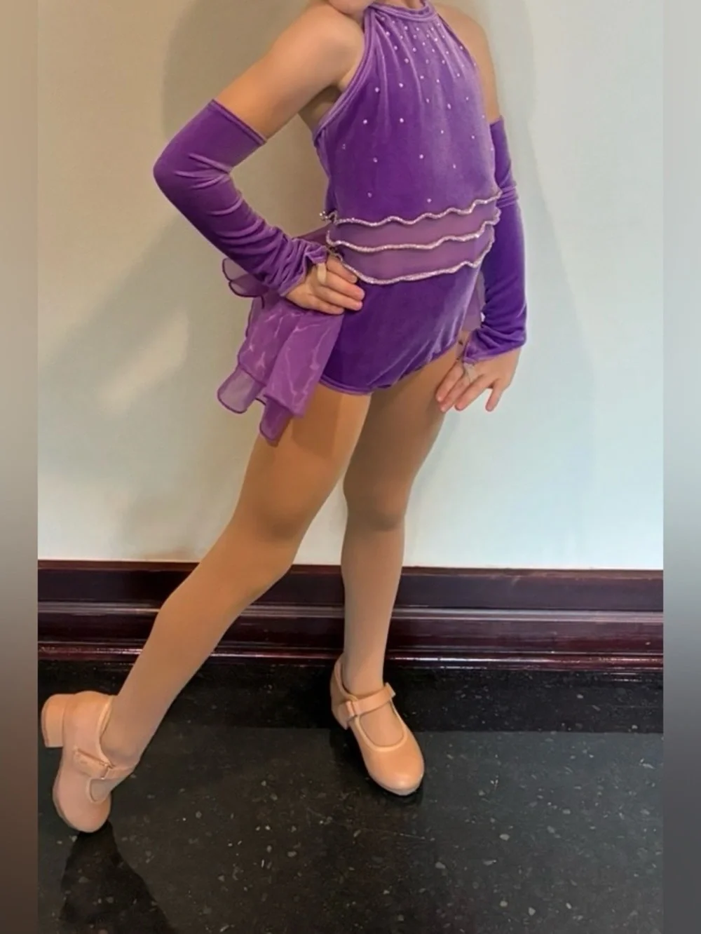 Weissman Showtime Amethyst Ballet Dance Costume 7/8 Gloves Pageant Sequin #16742
